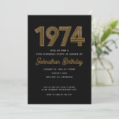 1974 White Black Gold 50th Birthday Invitation (Debout devant)