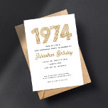 1974 White Black Gold 50th Birthday Invitation<br><div class="desc">Célébrez avec ces invitations de 1974 inspirées des 50ème anniversaire.</div>