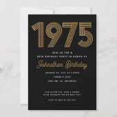 1975 Black Faux Gold 50th Birthday Invitation (Devant)