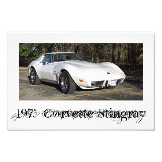 1975 Corvette strandfoto Foto Afdruk (Voorkant)