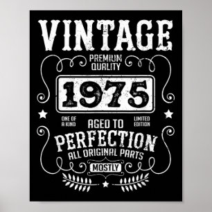 1975 Geboortejaar Verjaardag Grappige quotes Retr Poster