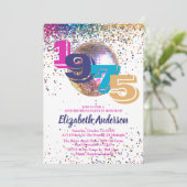 1975 Kleurrijke Disco 50ste Verjaardagsfeest Custo Kaart (Staand voorkant)