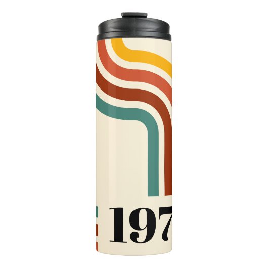 1975 Retro Stripe Regenboog Thermosbeker (Voorkant)