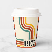 1975 Retro Stripe Sinaasappel Papieren Bekers (Achterkant)