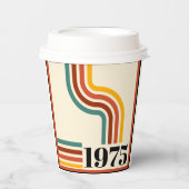 1975 Retro Stripe Sinaasappel Papieren Bekers (Voorkant)