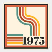 1975 Retro Stripe Sinaasappel Vierkante Sticker (Voorkant)