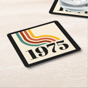 1975 Retro Stripe Vintage Poster Vierkante Kartonnen Onderzetter