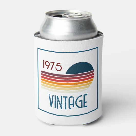 1975 Retro Stripe Zon 50e Verjaardag Blikjeskoeler (Blikje Voorkant)