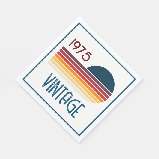  1975 Retro Stripe Zon 50e Verjaardag Servet (Hoek)