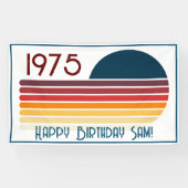 1975 Retro Stripe Zon 50e Verjaardag Spandoek (Horizontaal)