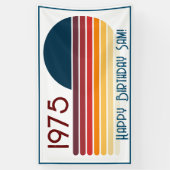 1975 Retro Stripe Zon 50e Verjaardag Spandoek (Verticaal)