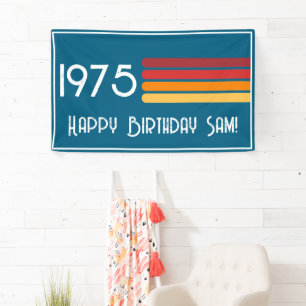  1975 Retro Stripe Zon 50e Verjaardag Spandoek