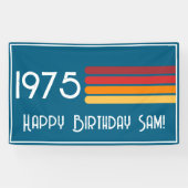  1975 Retro Stripe Zon 50e Verjaardag Spandoek (Horizontaal)