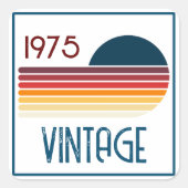  1975 Retro Stripe Zon 50e Verjaardag Vierkante Sticker (Voorkant)