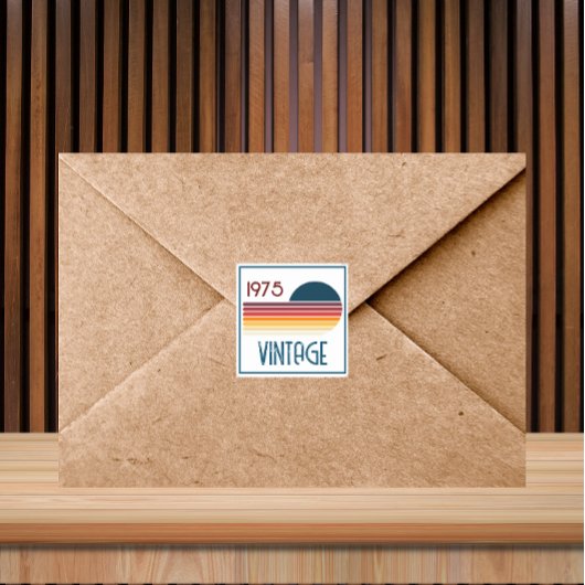  1975 Retro Stripe Zon 50e Verjaardag Vierkante Sticker