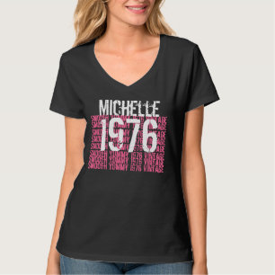 1976 Birthday Black Pink White - aangepaste naam T-shirt
