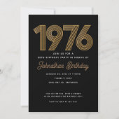 1976 Black and Faux Gold 50th Birthday Invitation  (Devant)