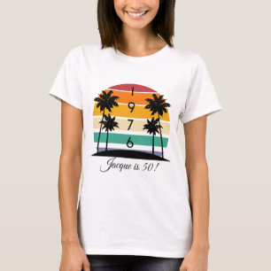 1976 Retro Streep Zonsondergang Vintage 50ste Verj T-shirt