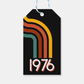 1976 Retro Strepen Vintage 50e Verjaardag Cadeaulabel