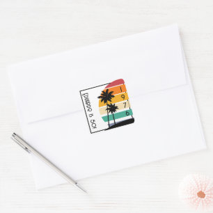 1976 Retro Stripe Sunset Vierkante Sticker