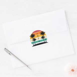 1976 Retro Stripe Sunset Vierkante Sticker