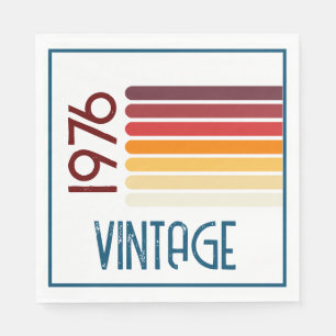 1976 Retro Stripe Zon 50e Verjaardag Servet