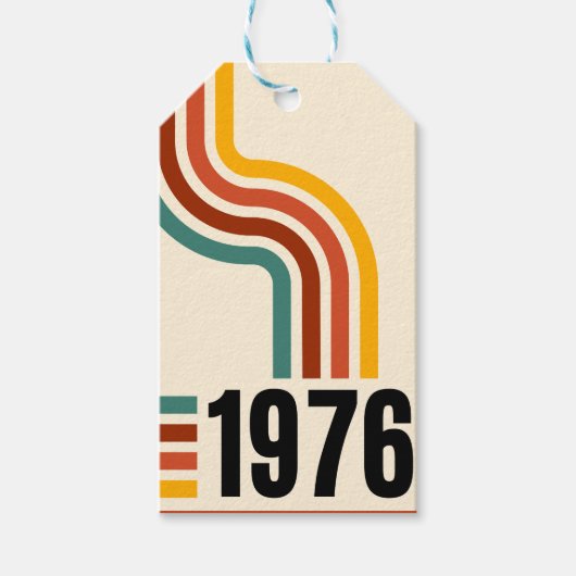 1976 Retro Stripes  Cadeaulabel (Voorkant)