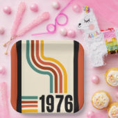 1976 Retro Stripes  Papieren Bordje (Feest)