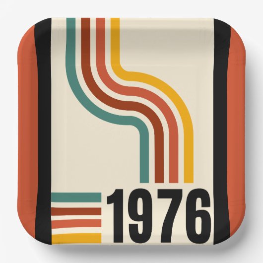 1976 Retro Stripes  Papieren Bordje (Voorkant)