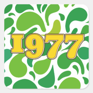 1977 metaaldruk vierkante sticker