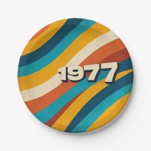 1977 Retro Papier Borden jaren 70 Groovy Stripes Papieren Bordje