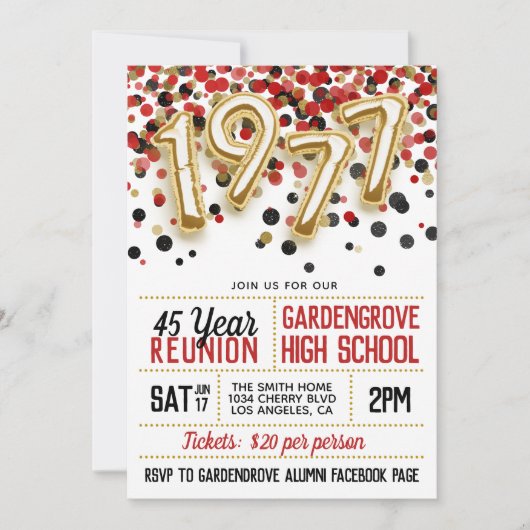 1977 Uitnodiging tot hereniging van de middelbare (Voorkant)