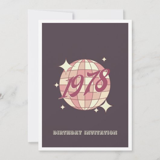 1978 46e verjaardag retro paarse uitnodiging (Achterkant)