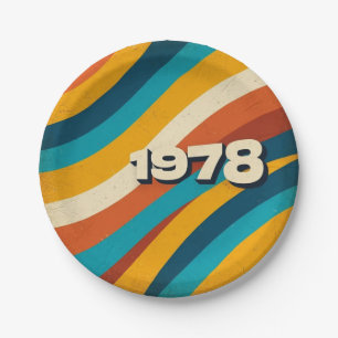 1978 Retro Papier Borden jaren 70 Groovy Stripes Papieren Bordje