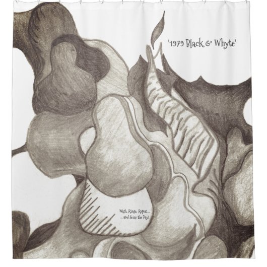 *'1979' Black & Whyte' ontwerp Douchegordijn (Voorkant)
