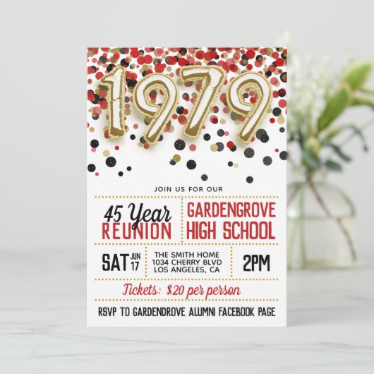 1979 High School College Reunion Uitnodiging (Staand voorkant)