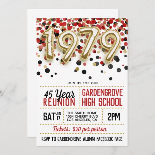 1979 High School College Reunion Uitnodiging (Voorkant / Achterkant)