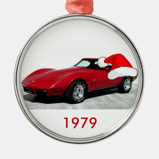 1979 Kerstrood corvette Metalen Ornament (Voorkant)