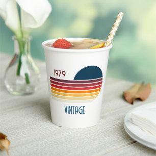 1979 Retro Stripe Sun Papieren Bekers