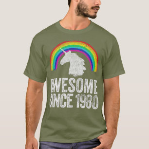 1980 41e verjaardag van de orthedagige orn-regenbo t-shirt