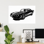 1980 Camaro Black and White Minimalist Design. Poster (Thuiskantoor)