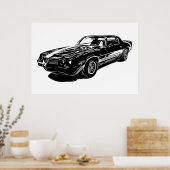 1980 Camaro Black and White Minimalist Design. Poster (Keuken)