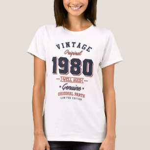 1980 Geboren in 1980 Retro Birthday Gift T-shirt