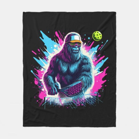 1980s Bigfoot Sasquatch Playing Pickleball 2 Fleece Deken (Voorkant)