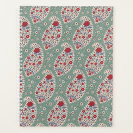 1980s Bloemen en Groene Paisley / Teardrop Planner