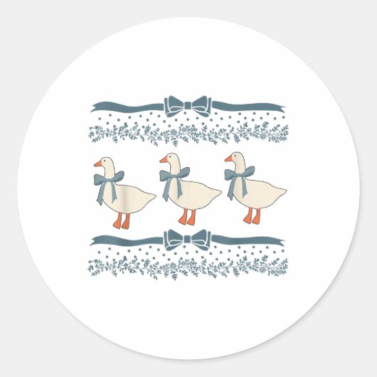 1980s Blue Ribbon Goose Met Harten Ronde Sticker (Voorkant)