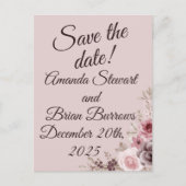 1980's Deep-Maroon Bruiloft Save-the-Date Briefkaart (Voorkant)
