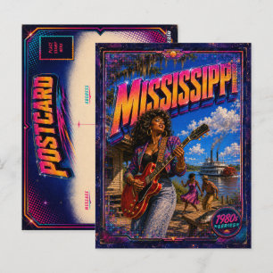 1980s Mississippi ansichtkaart 80s Retro Briefkaart