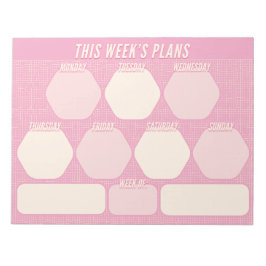 1980s Pink Hand Drawn Grid Planner Weekly Notitieblok