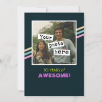 1980's Retro Style Photo Template Party - Uitnodig